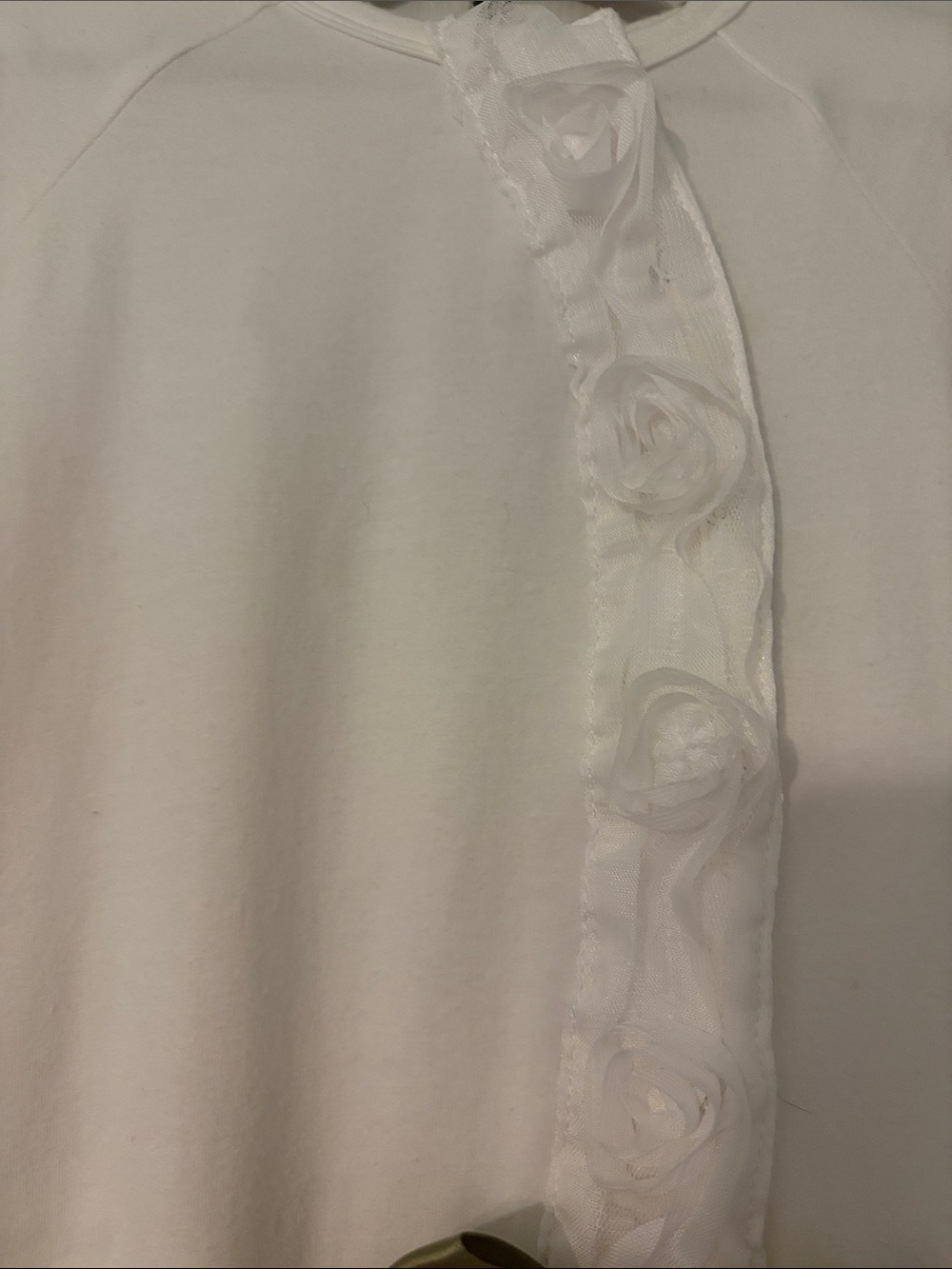 White Baby Gown Stephan Baby with Pink Rose and Olive Satin Bow Size 0-6 Months - Picture 6 of 9